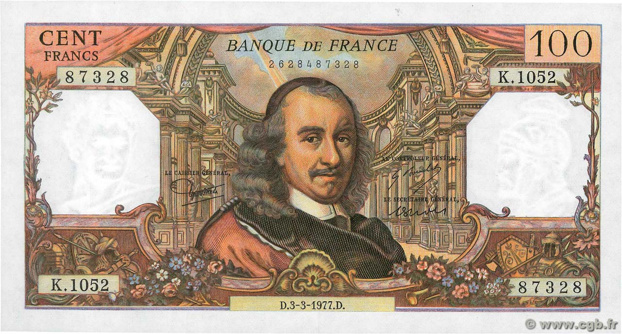 100 Francs CORNEILLE FRANCE  1977 F.65.57 NEUF