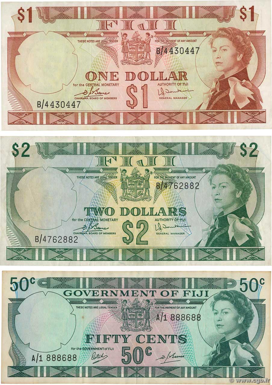 50 Cents, 1 Dollar et 2 Dollars FIYI  1969 P.LOT MBC