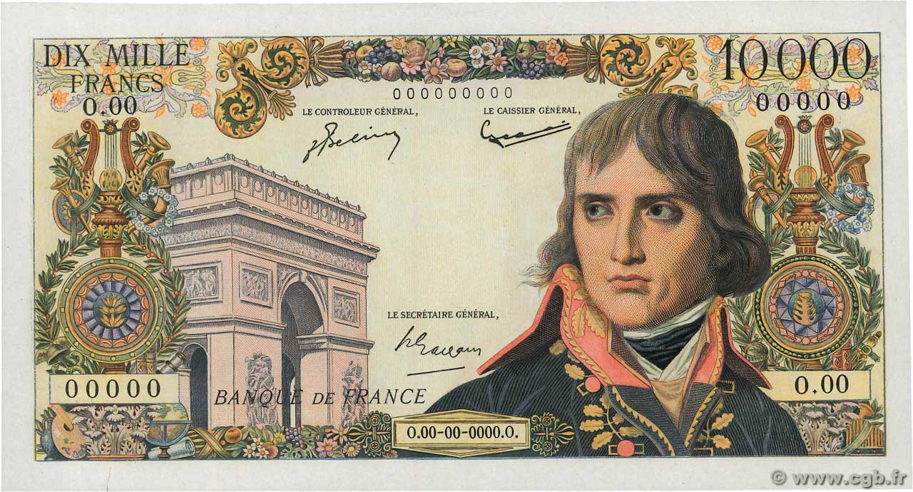 10000 Francs BONAPARTE Épreuve FRANCE  1955 F.51.00Ed pr.NEUF