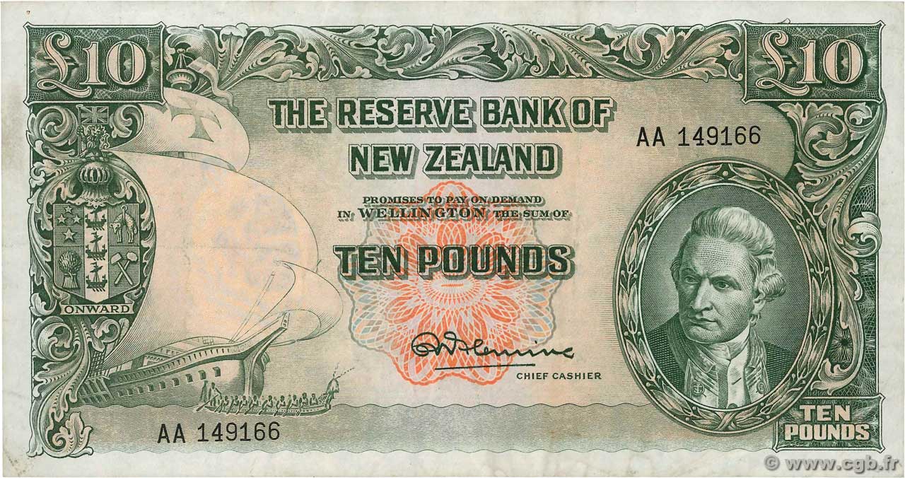 10 Pounds NUOVA ZELANDA
  1956 P.161c BB