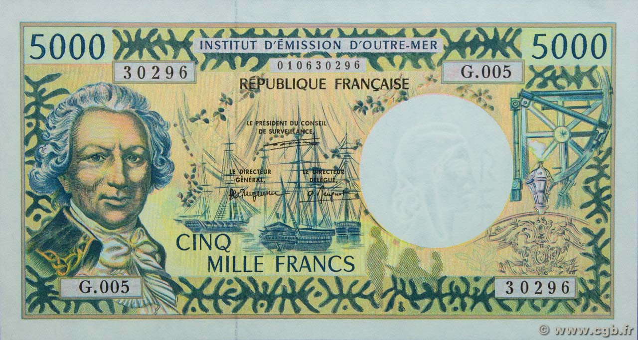 5000 Francs  FRENCH PACIFIC TERRITORIES  1995 P.03a SC+