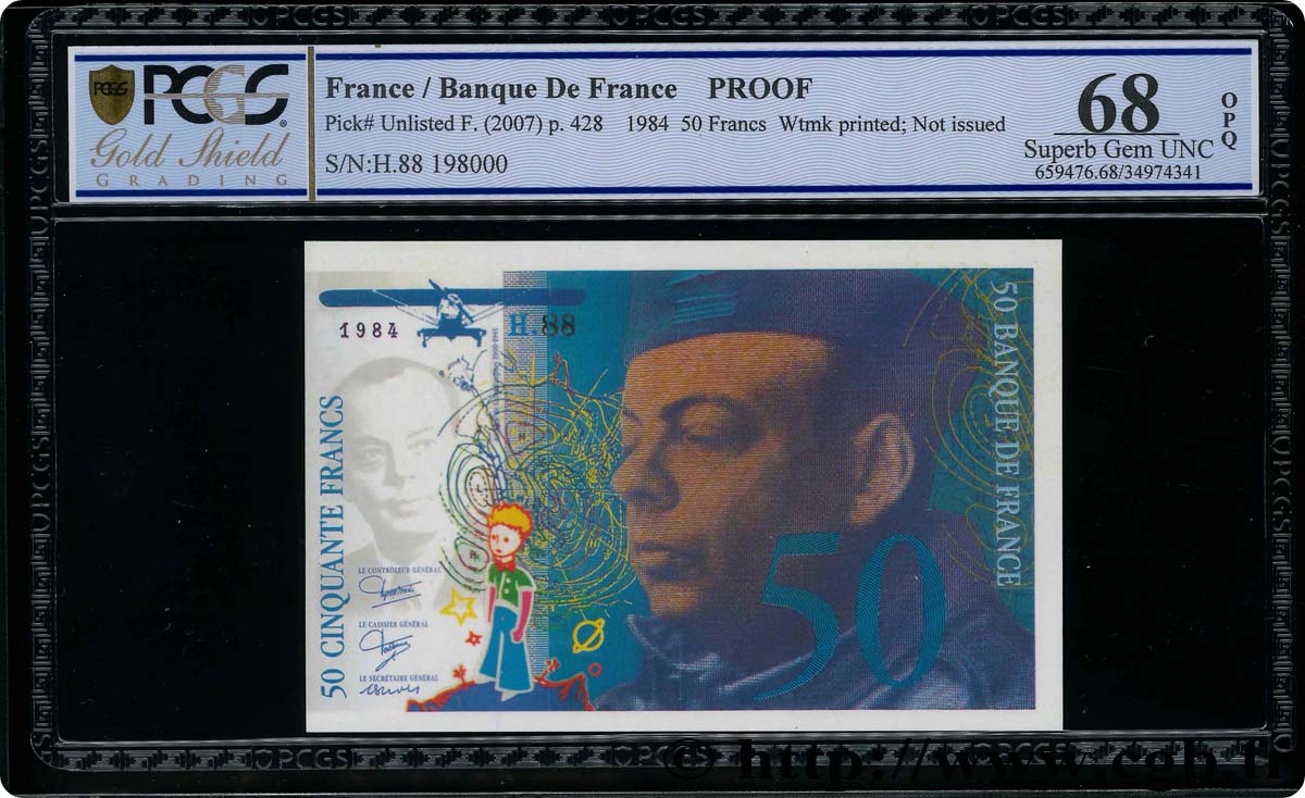 50 Francs SAINT-EXUPÉRY Épreuve FRANKREICH  1984 NE.1984 ST