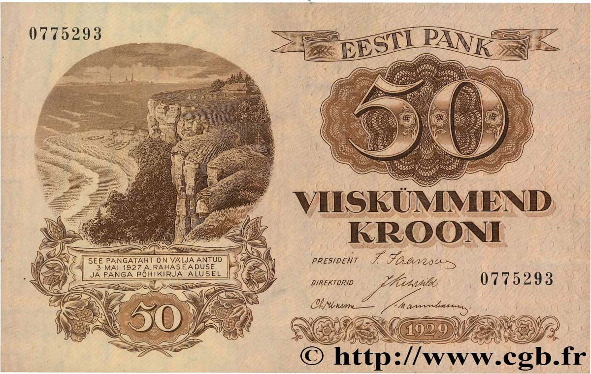 50 Krooni ESTONIE  1929 P.65a SPL