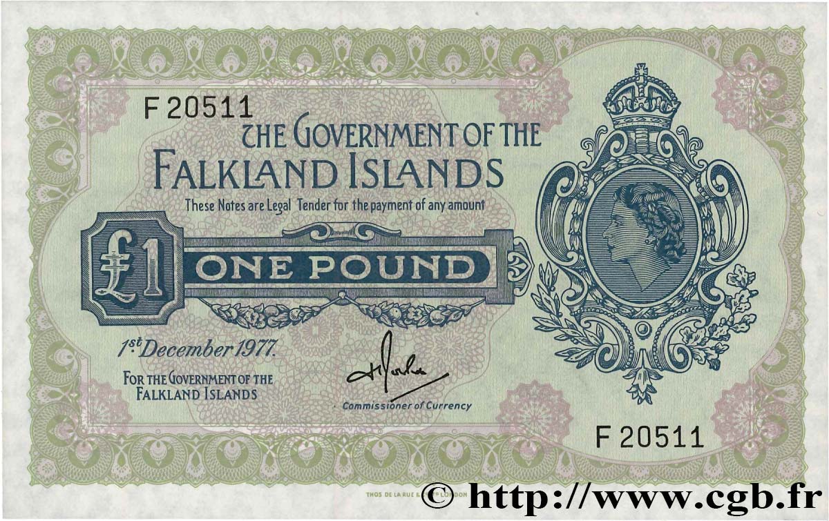 1 Pound ÎLES FALKLAND  1977 P.08c pr.NEUF