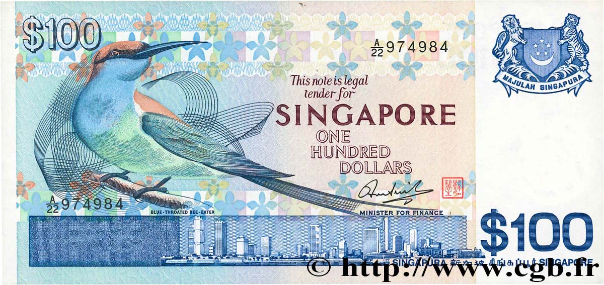 100 Dollars SINGAPOUR  1977 P.14 pr.NEUF