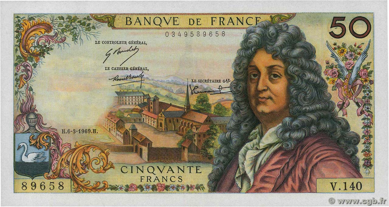 50 Francs RACINE FRANCE  1969 F.64.13 AU