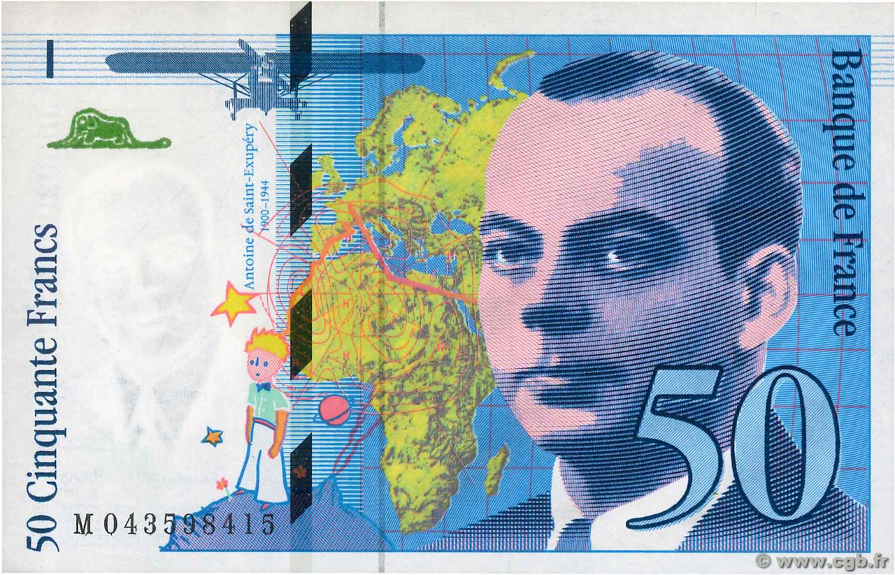 50 Francs SAINT-EXUPÉRY modifié FRANCIA  1997 F.73.04 q.FDC
