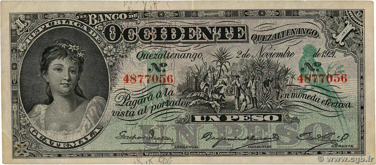 1 Peso GUATEMALA Quezaltenango 1921 PS.175b TTB