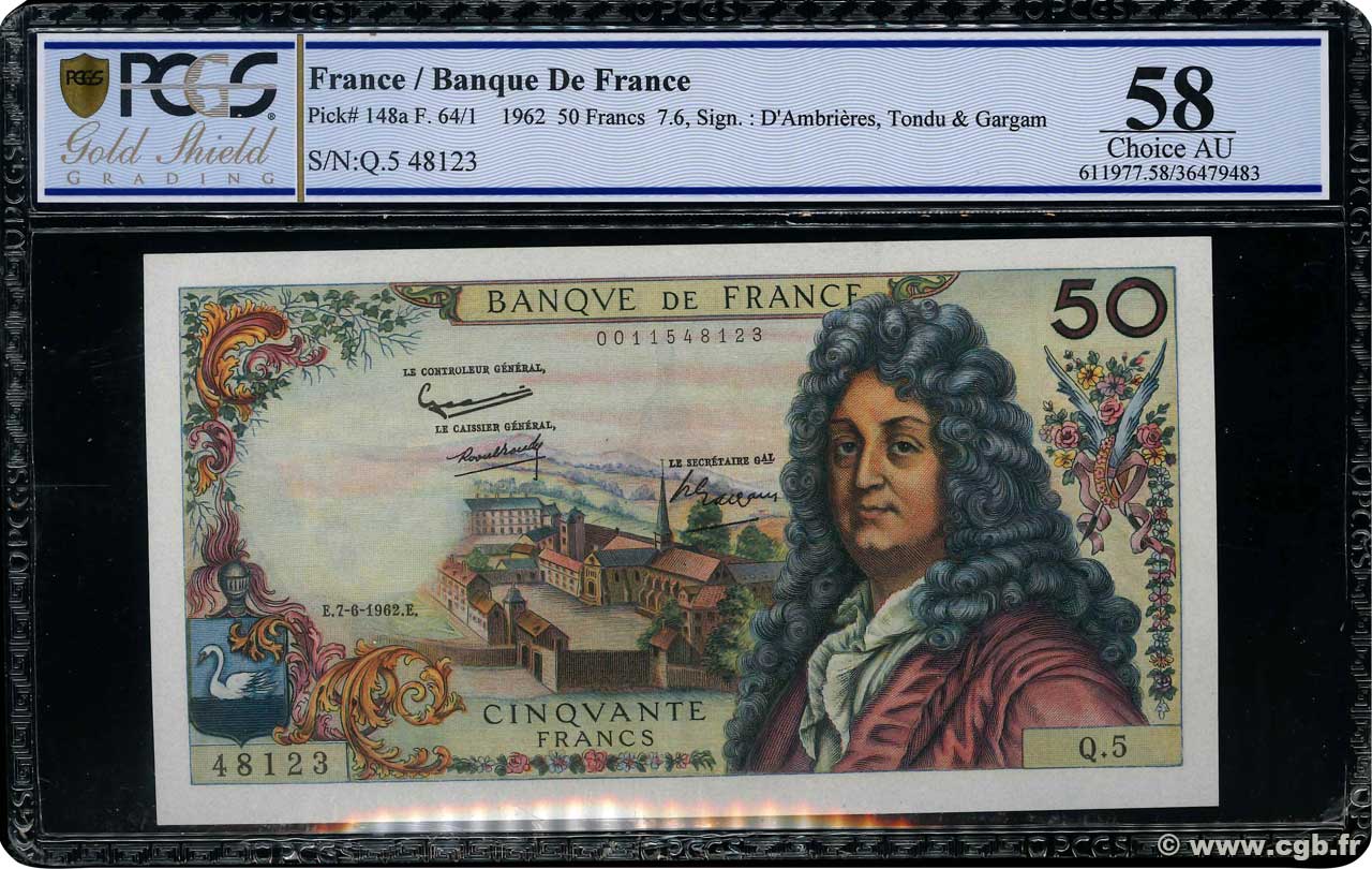 50 Francs RACINE FRANKREICH  1962 F.64.01 fST