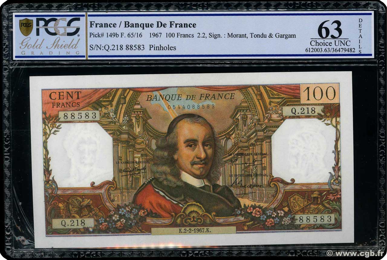 100 Francs CORNEILLE FRANCE  1967 F.65.16 AU
