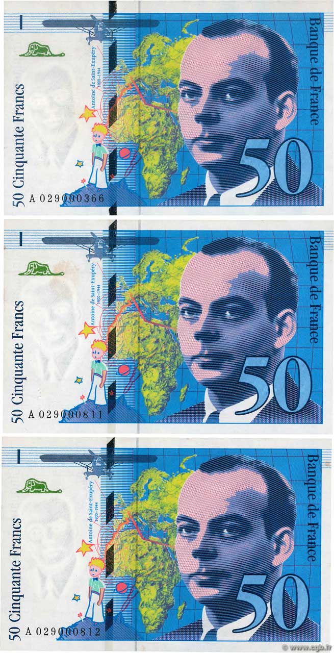 50 Francs SAINT-EXUPÉRY modifié Lot FRANKREICH  1996 F.73.02 fST+