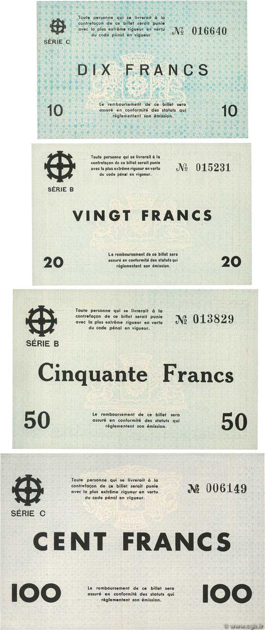 10 à 100 Francs Lot FRANCE régionalisme et divers Mulhouse 1940 BU.50 à 53 pr.NEUF
