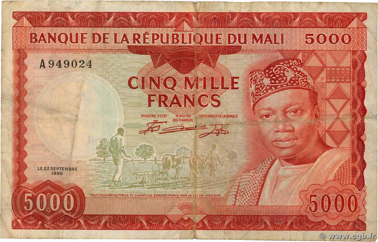5000 Francs MALí  1960 P.10 BC