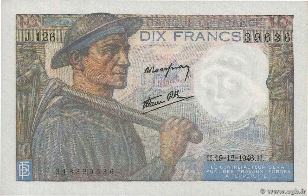 10 Francs MINEUR FRANCE  1946 F.08.16 NEUF