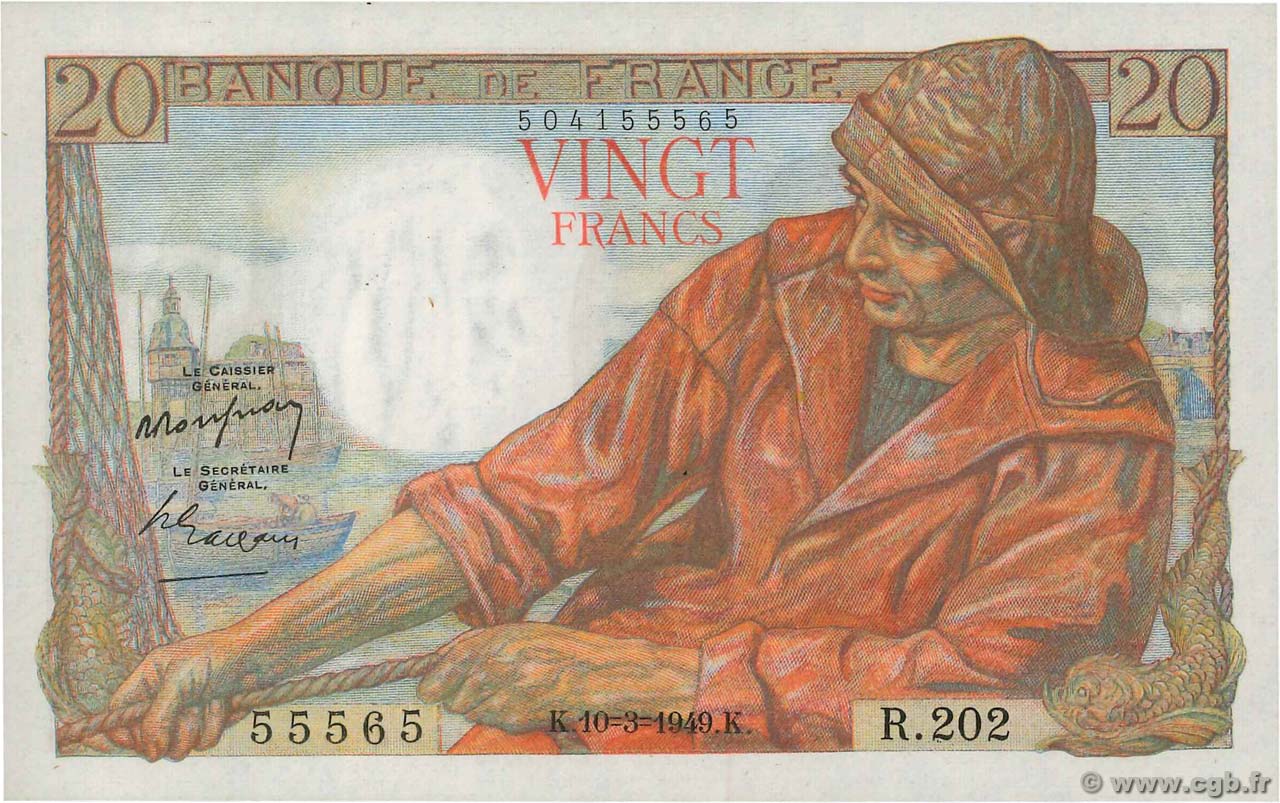 20 Francs PÊCHEUR FRANCE  1949 F.13.14 NEUF