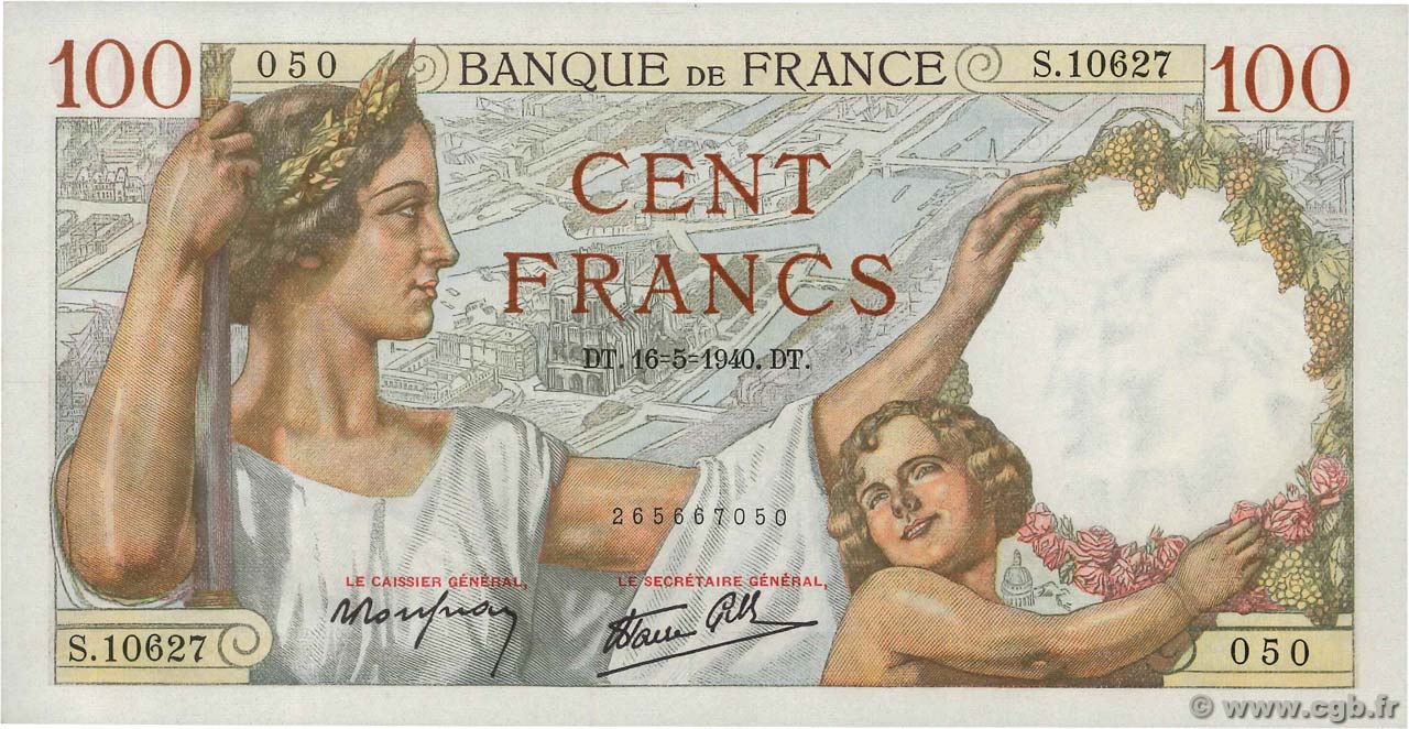100 Francs SULLY FRANCIA  1940 F.26.29 SC+
