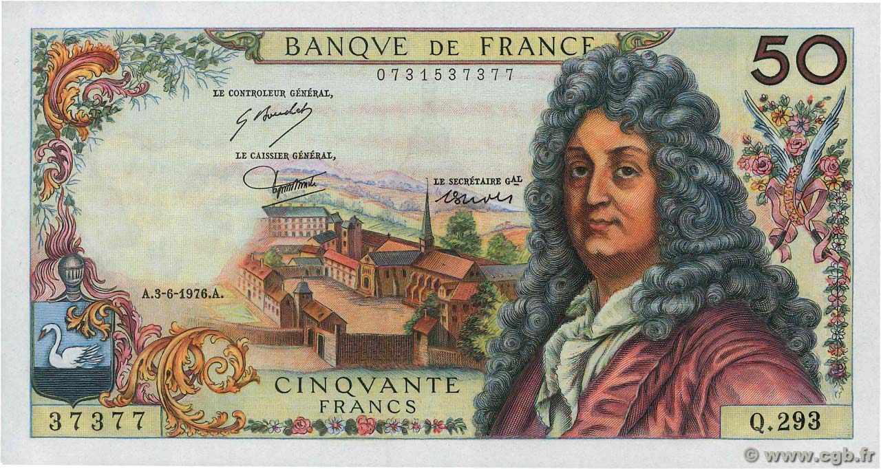 50 Francs RACINE FRANCIA  1976 F.64.33 q.FDC