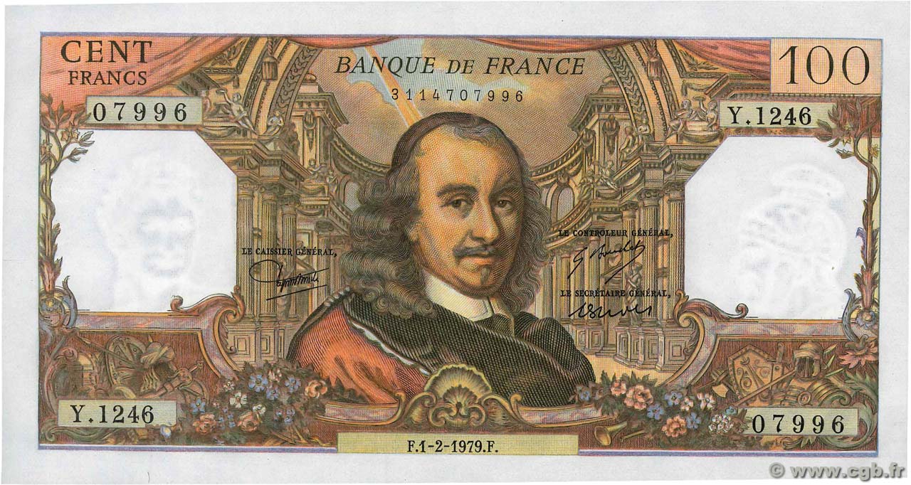 100 Francs CORNEILLE FRANCIA  1979 F.65.65 q.FDC