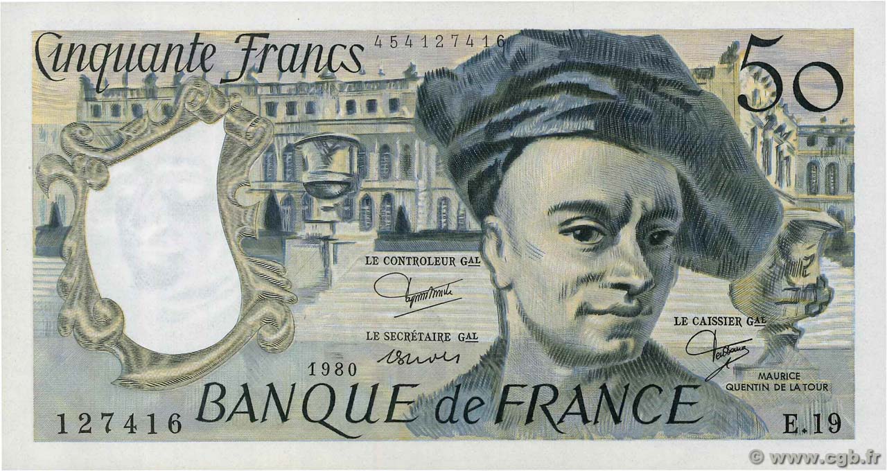 50 Francs QUENTIN DE LA TOUR FRANCIA  1980 F.67.06 SC