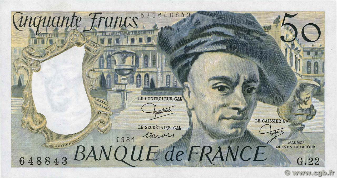 50 Francs QUENTIN DE LA TOUR FRANCIA  1981 F.67.07 AU