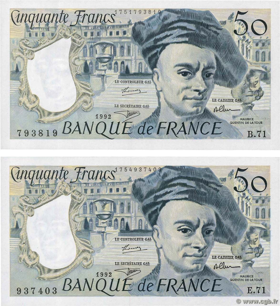 50 Francs QUENTIN DE LA TOUR Lot FRANCE  1992 F.67.18 NEUF
