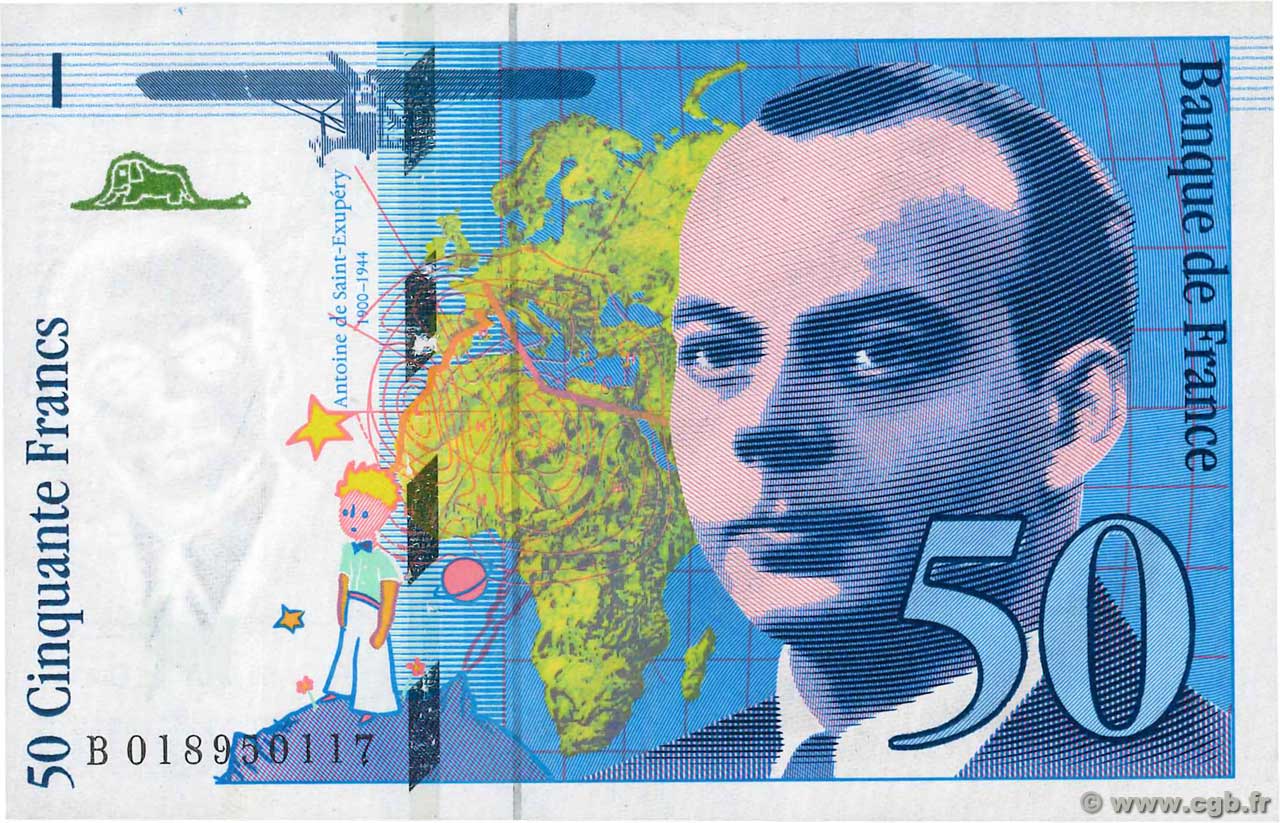 50 Francs SAINT-EXUPÉRY modifié FRANCIA  1994 F.73.01c q.SPL