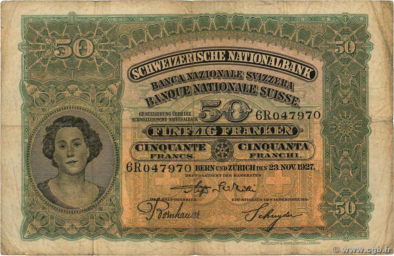 50 Francs SUISSE  1927 P.34c pr.TB