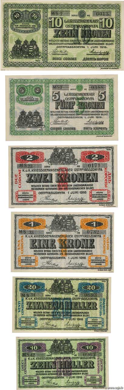 10 Heller au 10 Kronen Lot HONGRIE Ostffyasszonyfa 1916  NEUF