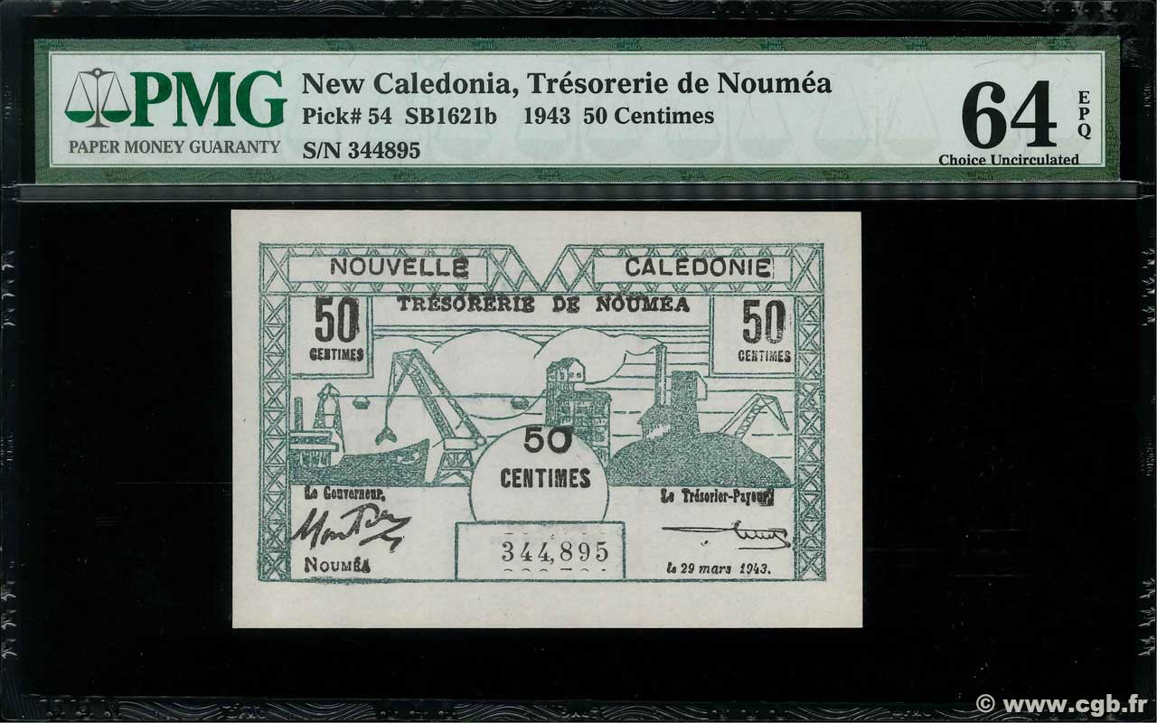 50 Centimes NOUVELLE CALÉDONIE  1943 P.54 fST+