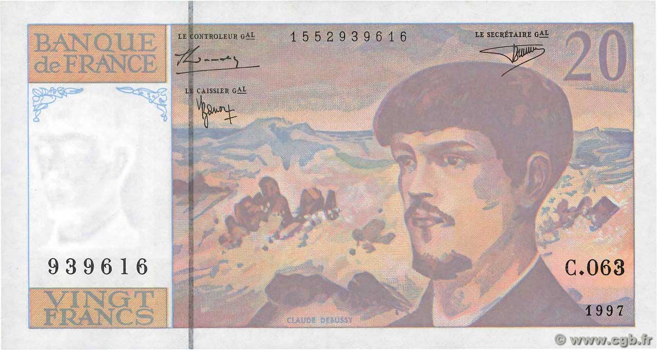 20 Francs DEBUSSY Modifié FRANCE  1997 F.66ter.02-63 UNC-