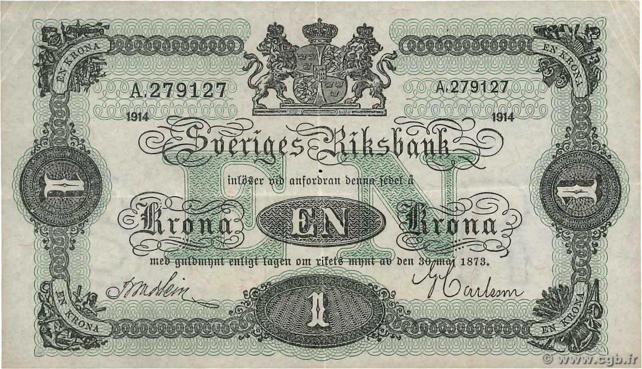1 Krona SUÈDE  1914 P.32a TTB+