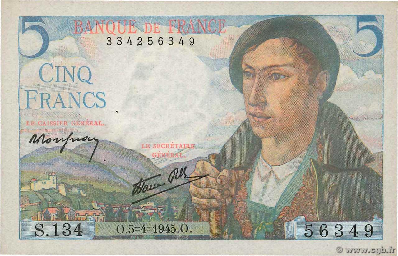 5 Francs BERGER FRANCE  1945 F.05.06 SPL