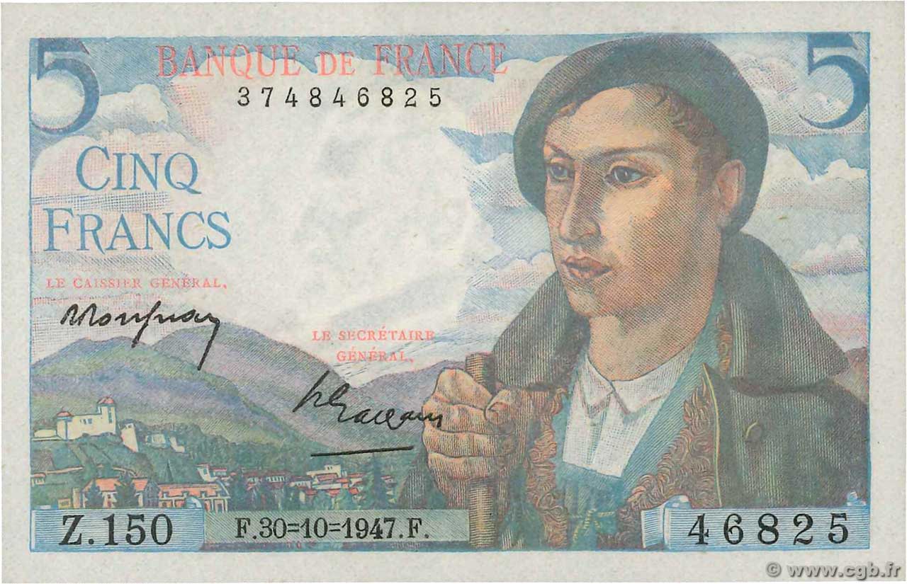 5 Francs BERGER FRANCE  1947 F.05.07 UNC