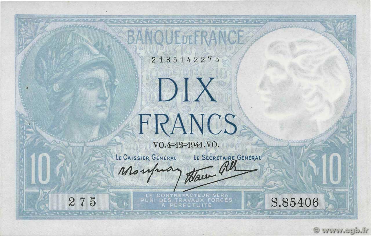 10 Francs MINERVE modifié FRANCE  1941 F.07.30 AU