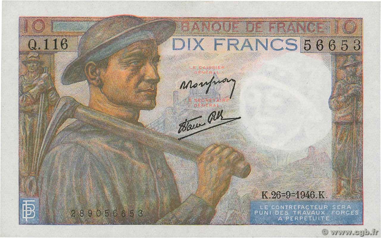 10 Francs MINEUR FRANCIA  1946 F.08.15 SC