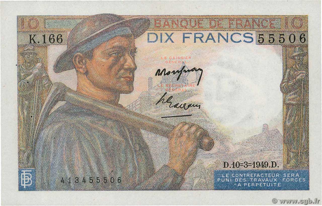 10 Francs MINEUR FRANCIA  1949 F.08.20 SC