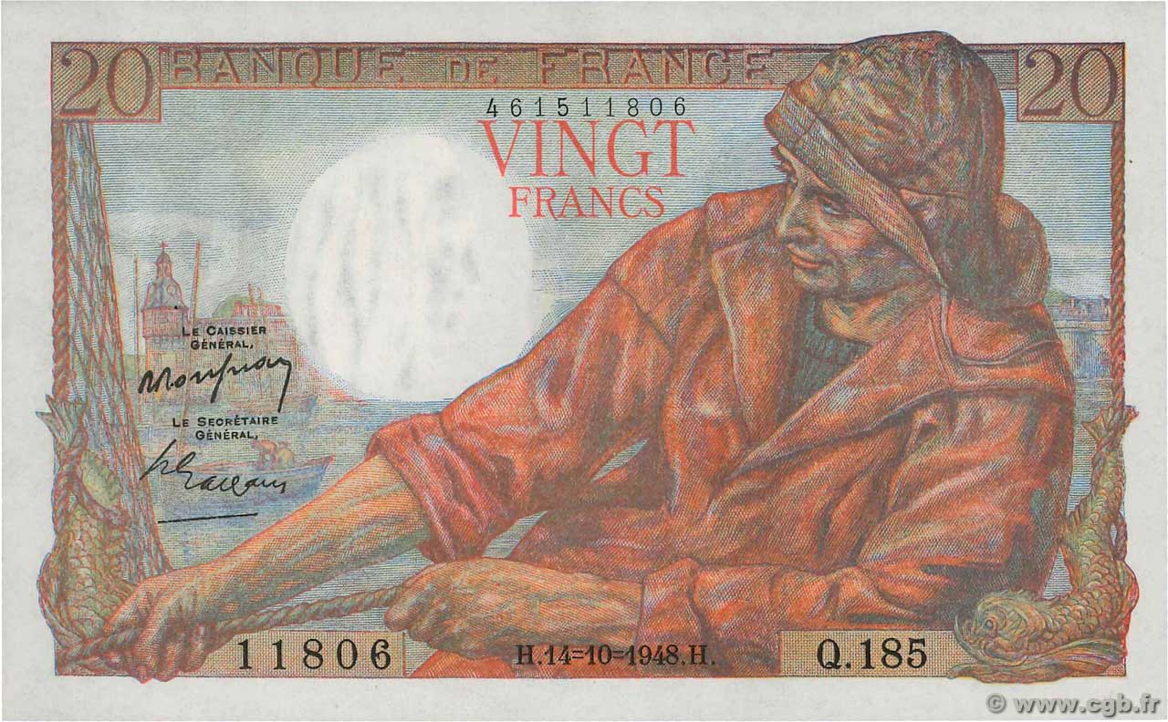 20 Francs PÊCHEUR FRANCE  1948 F.13.13 AU-