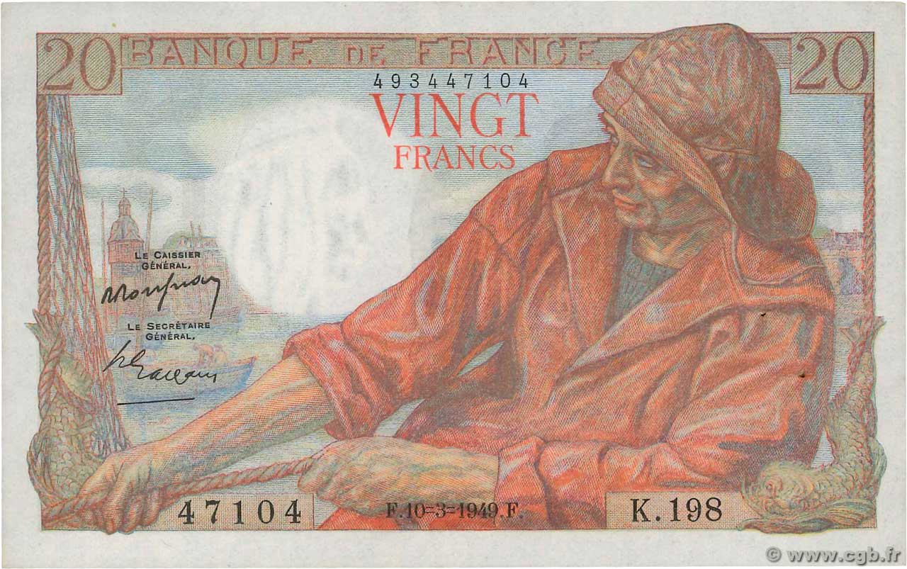 20 Francs PÊCHEUR FRANCE  1949 F.13.14 SUP+