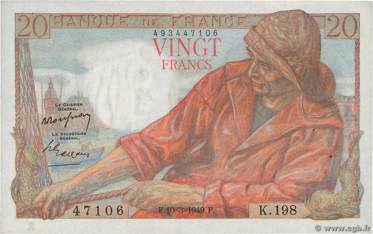 20 Francs PÊCHEUR FRANCIA  1949 F.13.14 EBC+