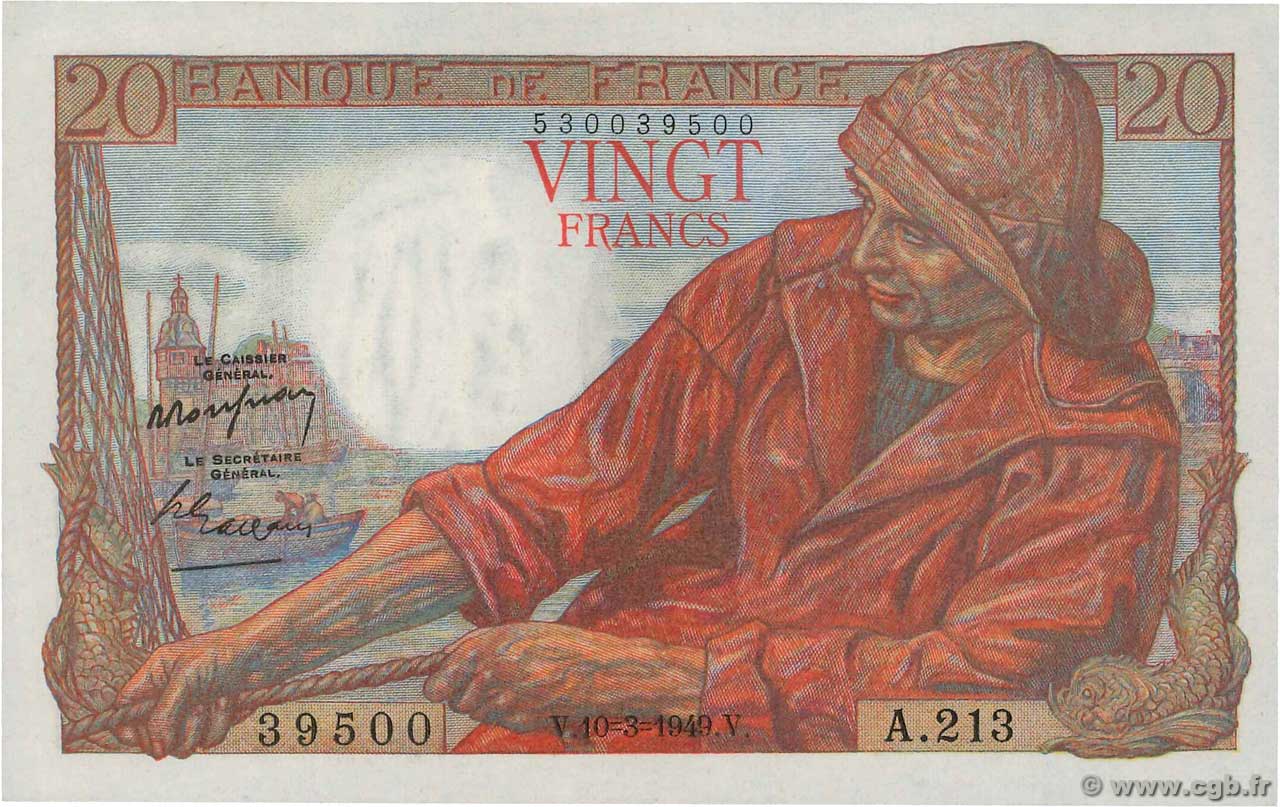 20 Francs PÊCHEUR FRANKREICH  1949 F.13.14 ST