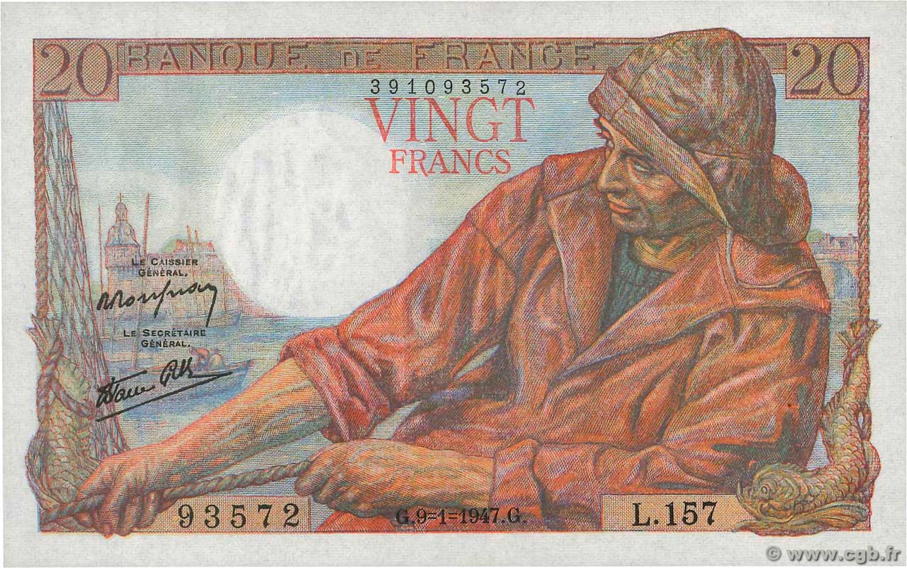 20 Francs PÊCHEUR FRANKREICH  1947 F.13.11 fST