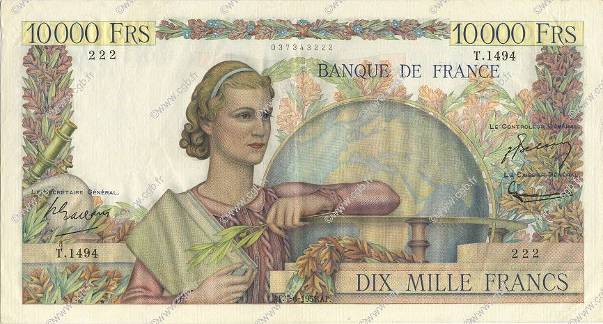 10000 Francs GÉNIE FRANÇAIS FRANCIA  1951 F.50.51 SPL