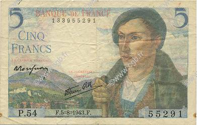 5 Francs BERGER FRANCIA  1943 F.05.03 BB