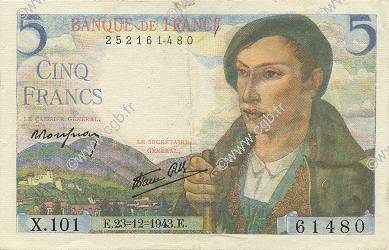 5 Francs BERGER FRANCIA  1943 F.05.05 SPL