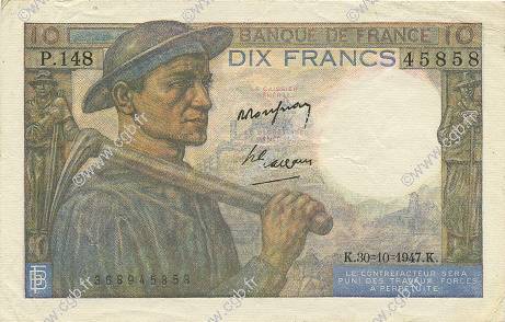 10 Francs MINEUR FRANCIA  1947 F.08.18 SPL