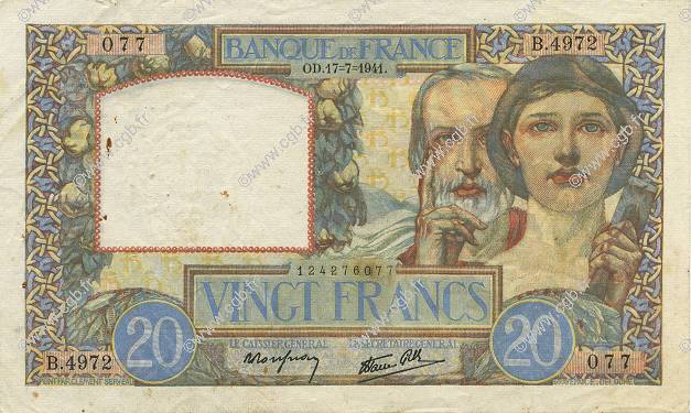 20 Francs TRAVAIL ET SCIENCE FRANCIA  1941 F.12.16 SPL