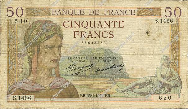 50 Francs CÉRÈS FRANKREICH  1935 F.17.08 fS