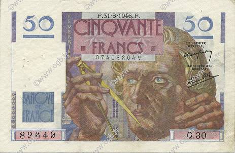 50 Francs LE VERRIER FRANCIA  1946 F.20.05 q.SPL