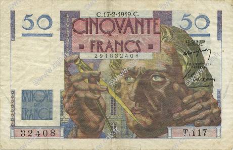 50 Francs LE VERRIER FRANCIA  1949 F.20.11 BB