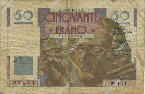 50 Francs LE VERRIER FRANCE  1950 F.20.15 VG